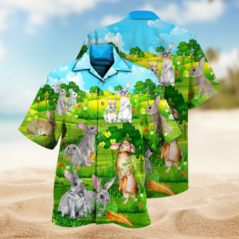 Rabbit Animals Carrot Hawaiian Shirt For Coastal Getaways, Outdoor Gatherings, And Thoughtful Gift Giving