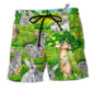 Rabbit Animals Love Carrot Lovely Hawaiian Print Beach Shorts For Animal Lover Vacation Wear