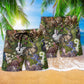 Rabbit Garden Floral Nature Beach Shorts Pattern Detail For Resort Wear And Memorable Gift Ideas