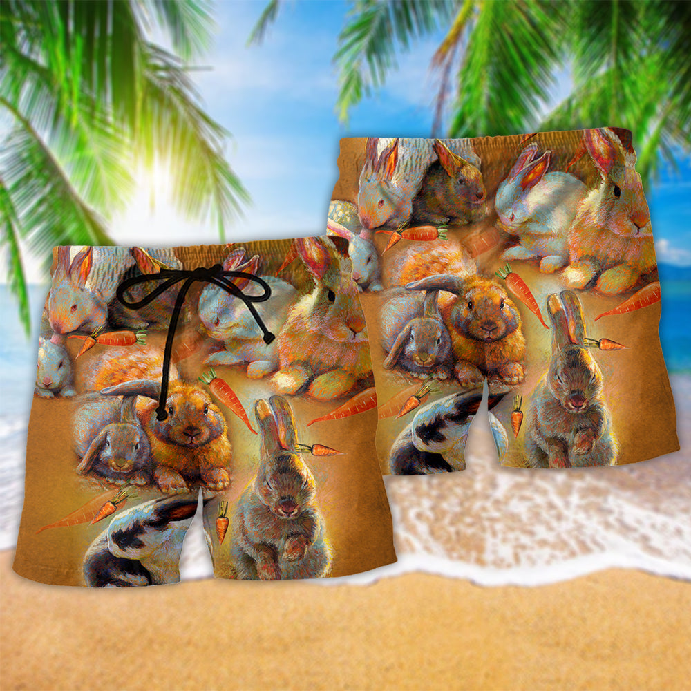Vintage Rabbit Beach Shorts Pattern Detail For Sunny Day Activities And Leisure And Relaxation