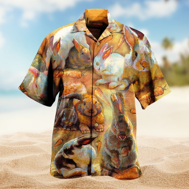 Vintage Rabbit Hawaiian Shirt For Nature Fans, Resort Trips, And Comfortable Warm Weather Wear