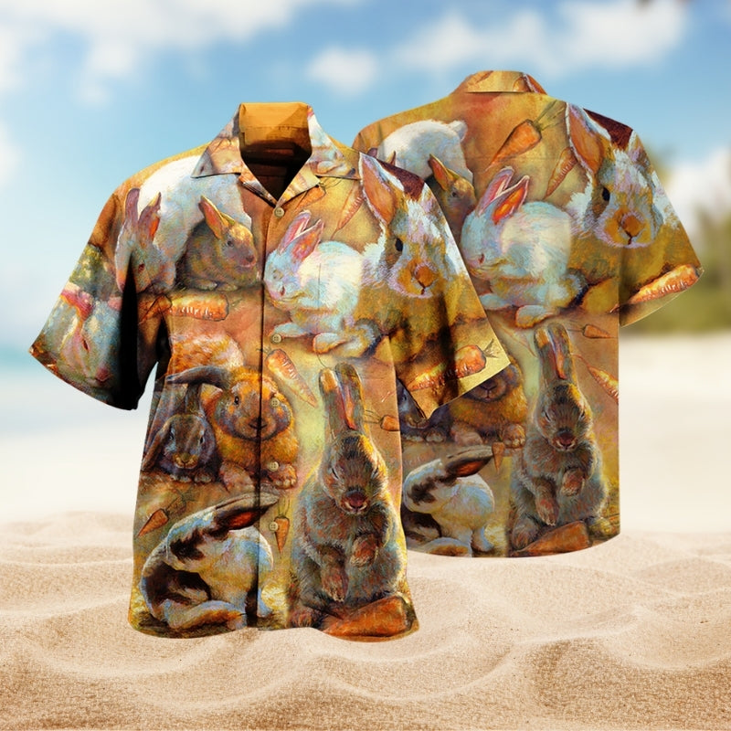 Vintage Rabbit Hawaiian Shirt For Nature Fans, Resort Trips, And Comfortable Warm Weather Wear