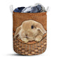 Rabbit Rattan Texture Laundry Basket For Bathroom Bedroom Storage