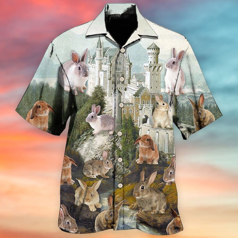 Creative Thoughtful Rabbit Theme Hawaiian Shirt For Island Vacations, Resort Wear, And Relaxed Seasonal Style