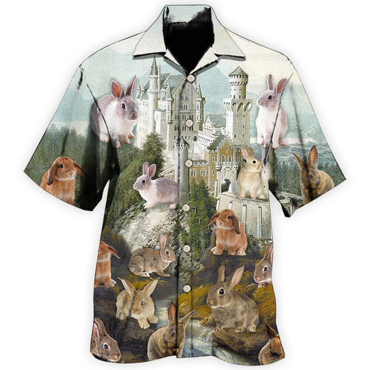 Creative Thoughtful Rabbit Theme Hawaiian Shirt For Island Vacations, Resort Wear, And Relaxed Seasonal Style