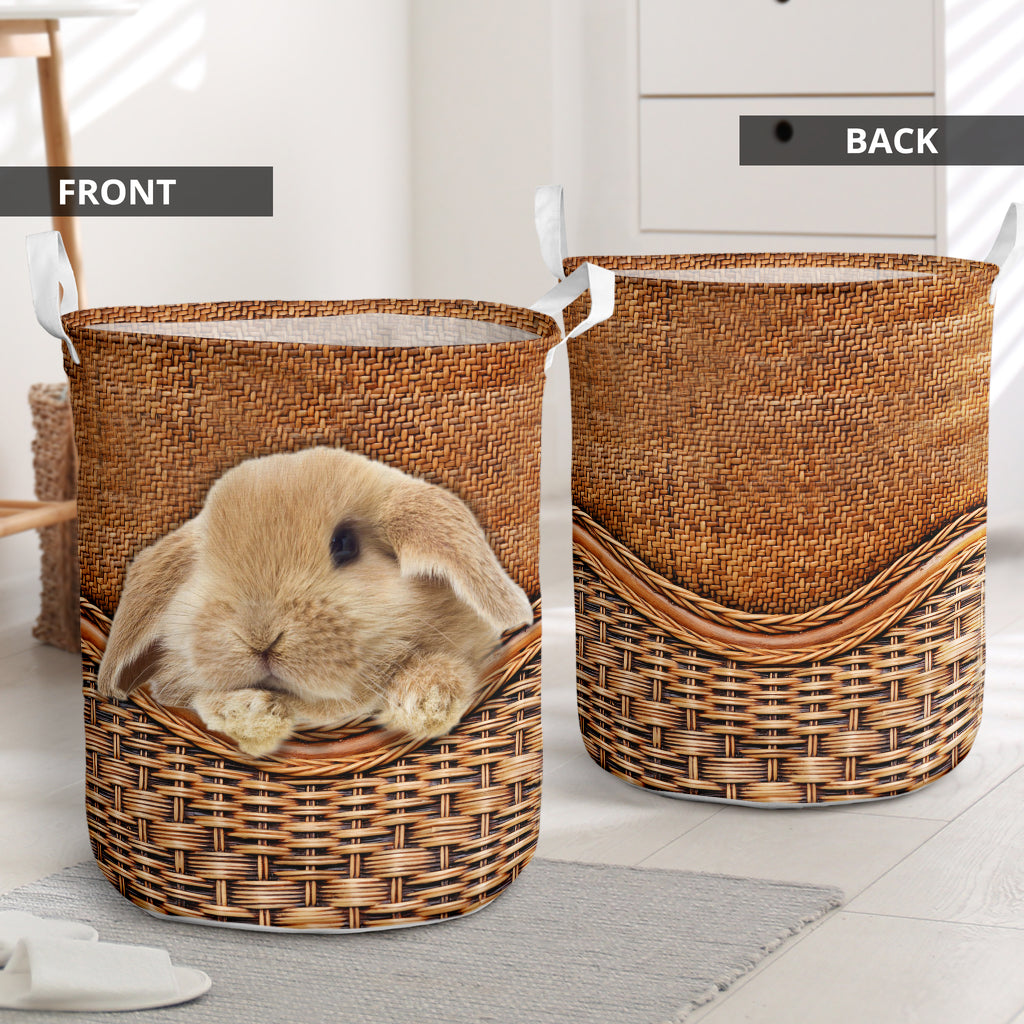 Rabbit Rattan Texture Laundry Basket For Room Home Organizer