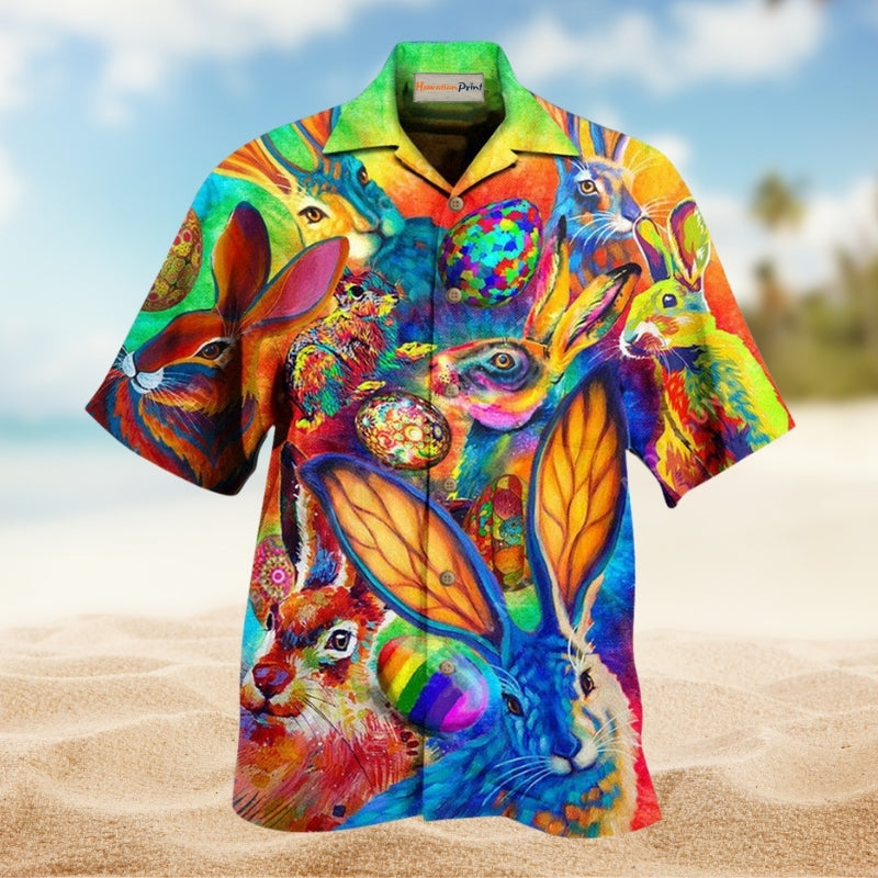 Rabbits Colorful Hawaiian Shirt For Island Vacations Warm Weather Events And Relaxed Everyday Style