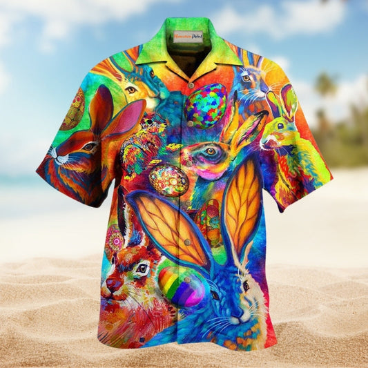 Rabbits Colorful Hawaiian Shirt For Island Vacations Warm Weather Events And Relaxed Everyday Style
