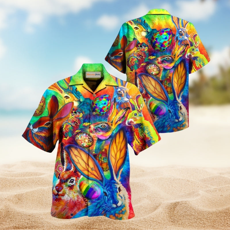 Rabbits Colorful Hawaiian Shirt For Island Vacations Warm Weather Events And Relaxed Everyday Style