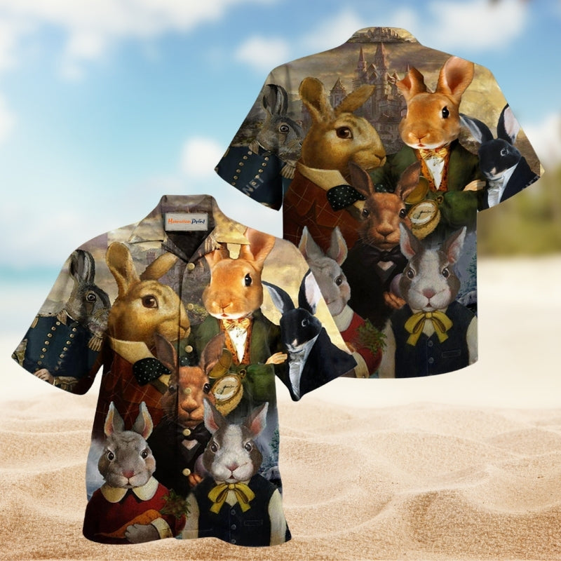 Rabbits Down The Rabbit Hole Hawaiian Shirt For Summer Vacation Beach Travel And Relaxed Casual Wear