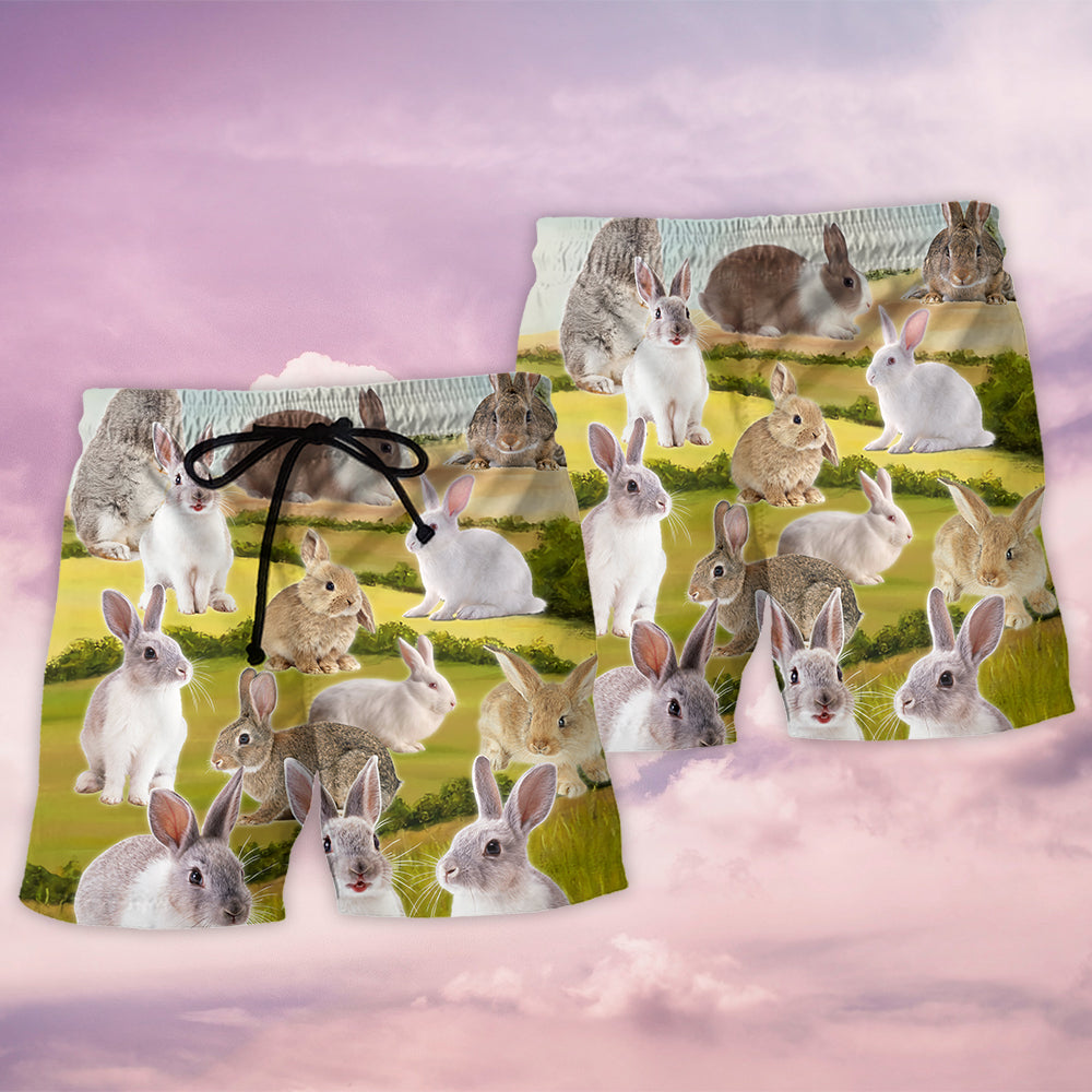Rabbit In A Wonderful Garden Beach Shorts Graphic Detail For Resort Trips And Casual Outings