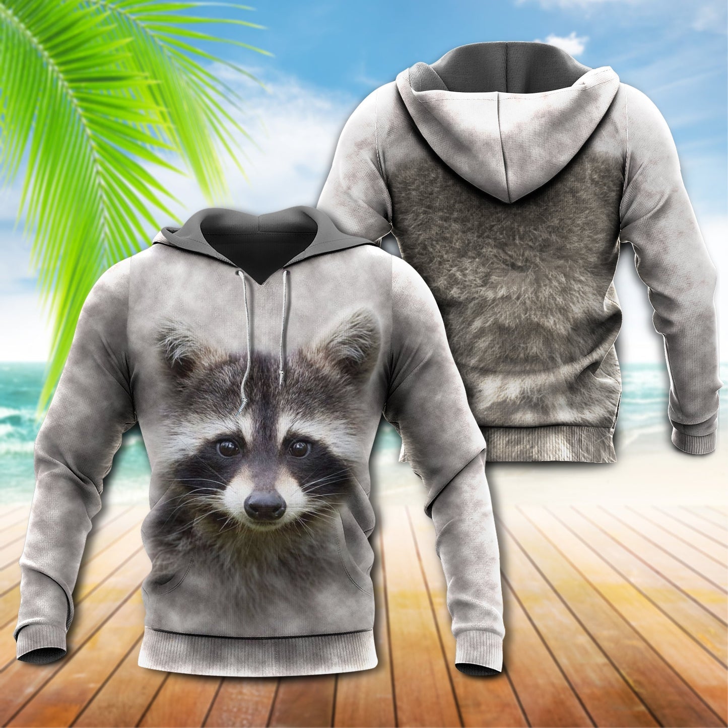 Cute Raccoon Love Message Hoodie For Everyday Wear Outdoor Adventures And Comfortable Style