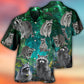 Green Raccoon Hawaiian Shirt For Summer Vacation And Beach Travel