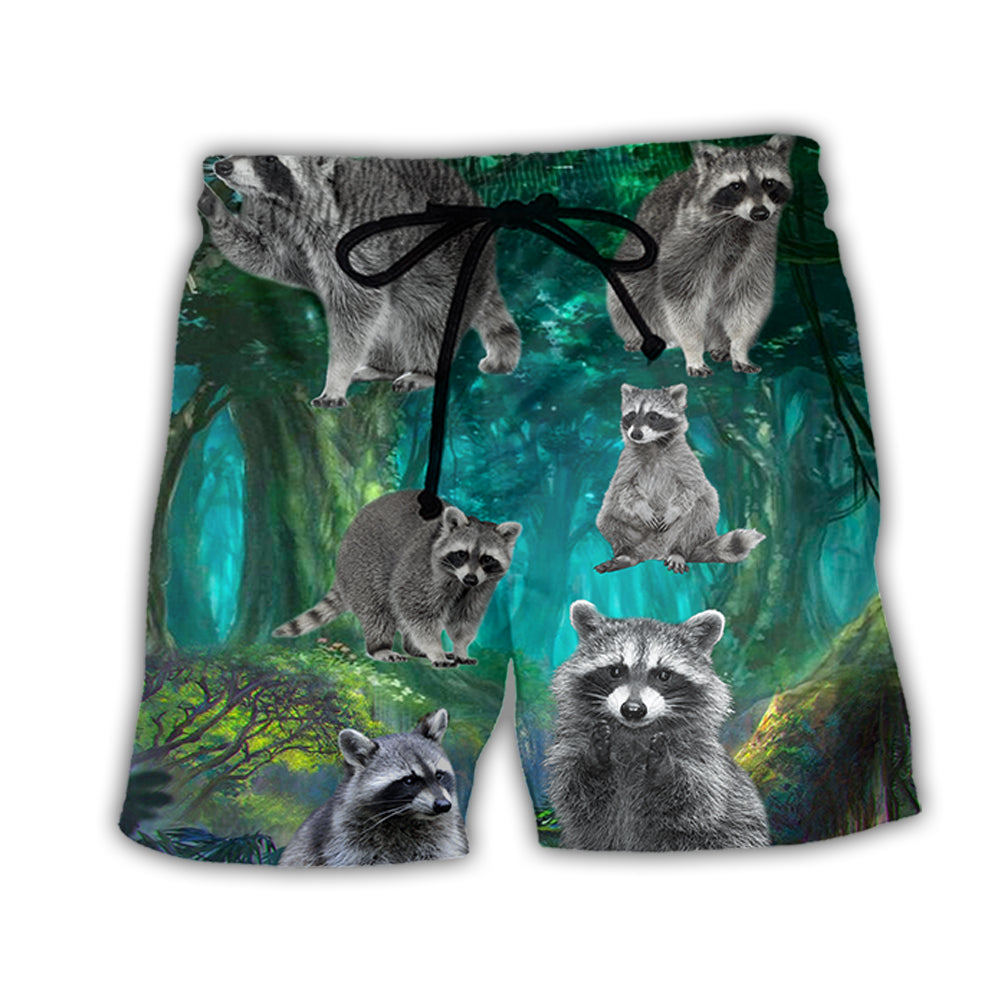 Raccoon Forest Adventure Beach Shorts For Summer Vacation And Coastal Travel