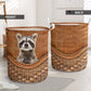 Small Size Raccoon Rattan Texture Laundry Basket For Room Home Organizer