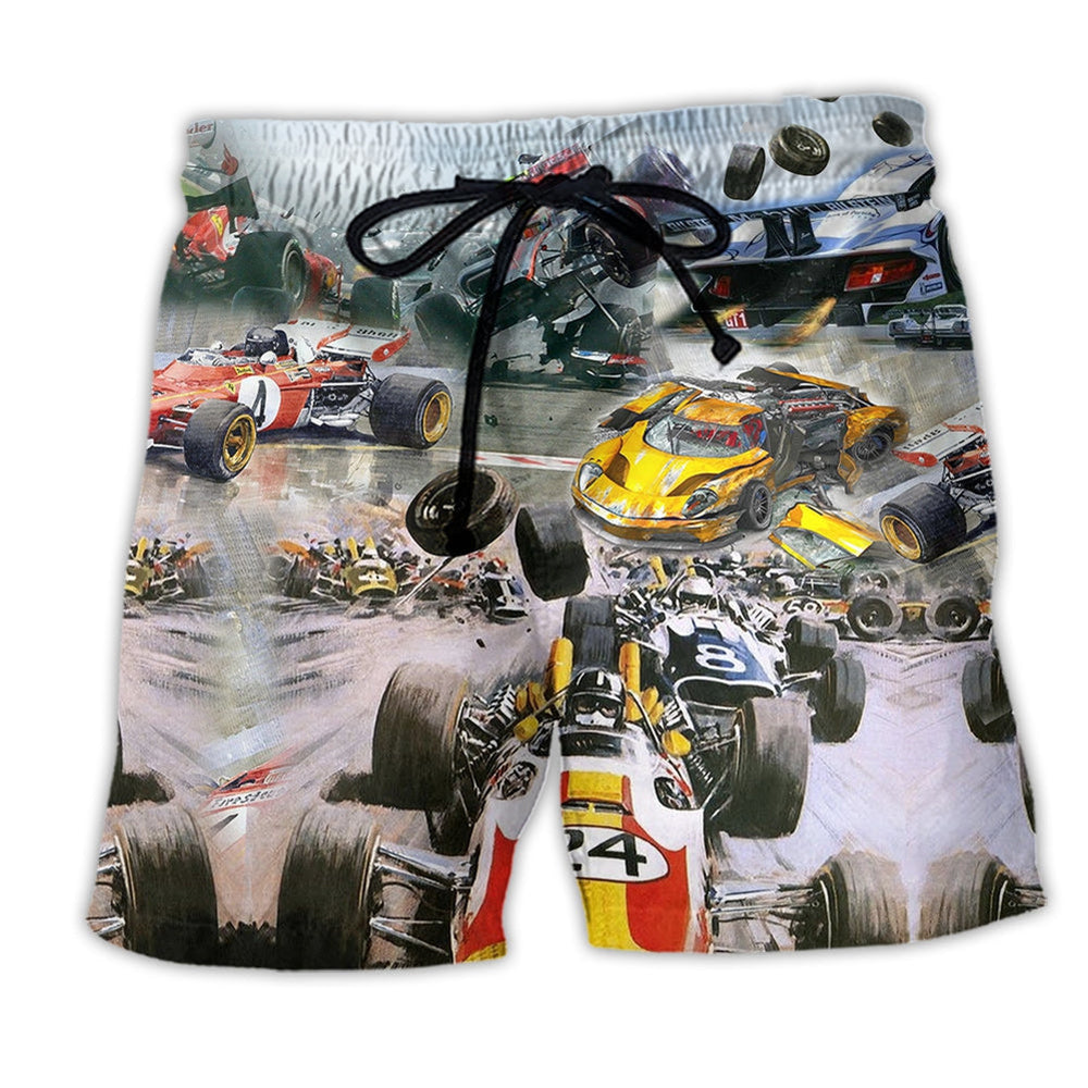 Racing Car Speed Thrill Beach Shorts Print Detail For Thoughtful Gift Giving