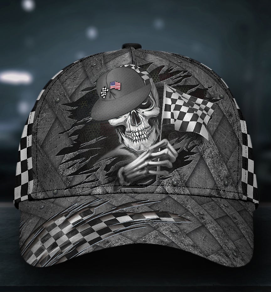 Racing Skull Motorsport Classic Cap For Festivals Holidays And Comfortable Everyday Wear