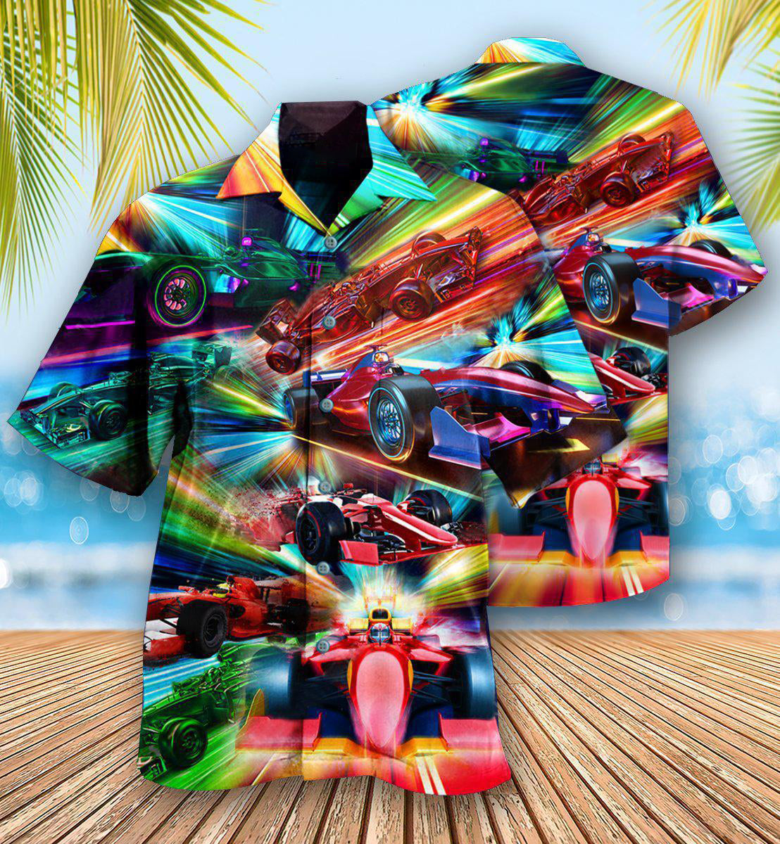 Racing Car Hawaiian Shirt With All Over Print For Summer Travel Coastal Events And Thoughtful Gift Giving