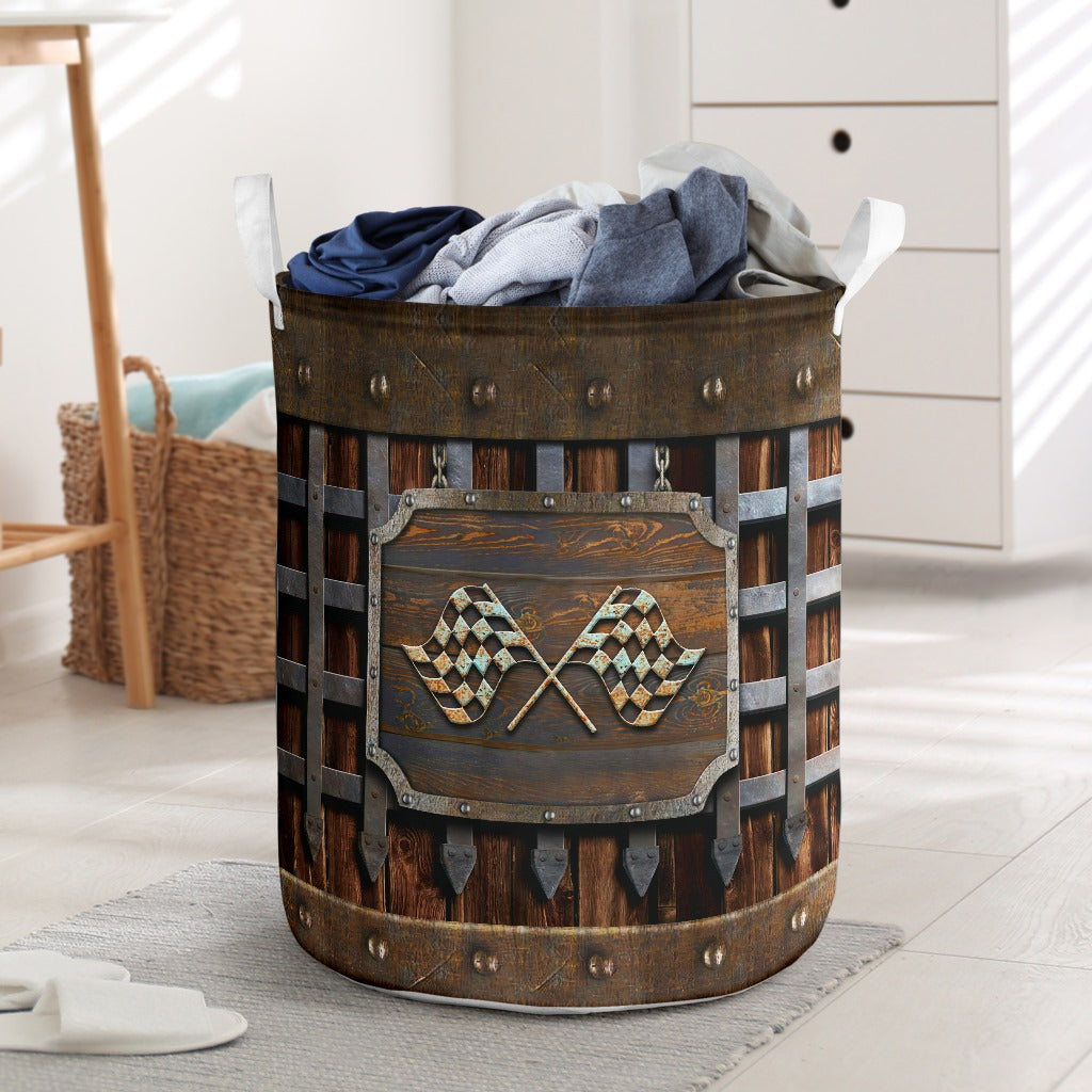 Racing Vintage Style Laundry Basket For Room Home Organizer