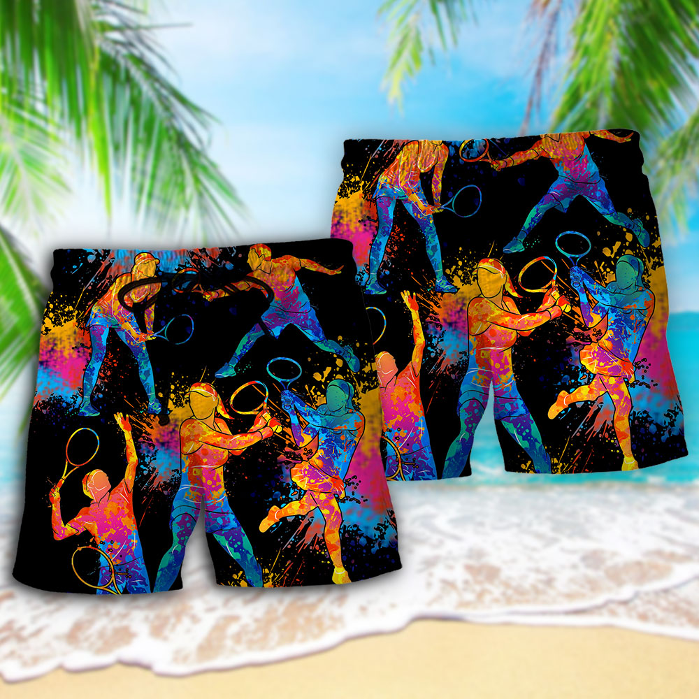 Racquetball Colorful Sports Beach Shorts Artwork Detail For Tropical Travel And Everyday Wear