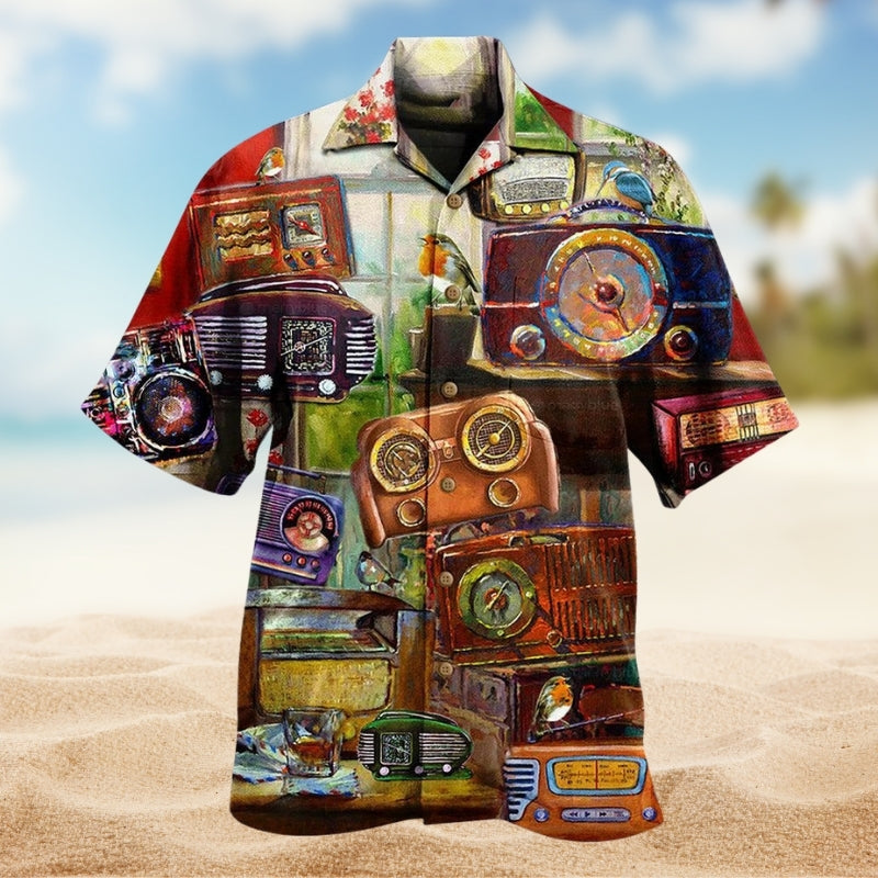 Radio Peaceful Morning Hawaiian Shirt For Coastal Travel, Casual Events, And Comfortable Summer Wear