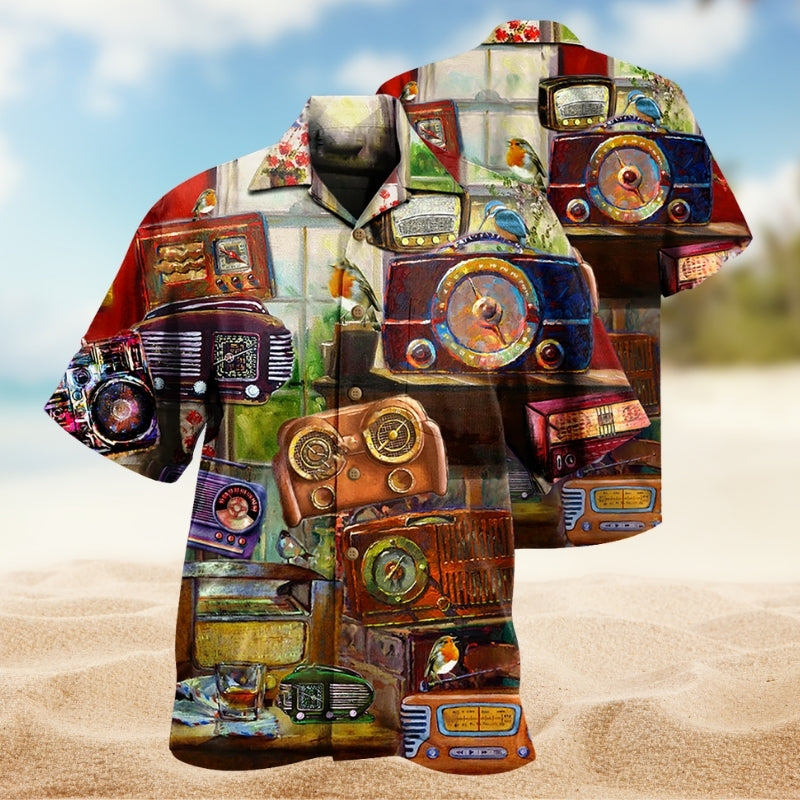 Radio Peaceful Morning Hawaiian Shirt For Coastal Travel, Casual Events, And Comfortable Summer Wear