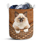 Ragdoll Cat Rattan Texture Laundry Basket For Bathroom Bedroom Storage