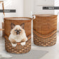 Ragdoll Cat Rattan Texture Laundry Basket For Room Home Organizer