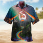 Rainbow Creative Pattern Hawaiian Shirt For Coastal Travel, Casual Events, And Comfortable Summer Wear