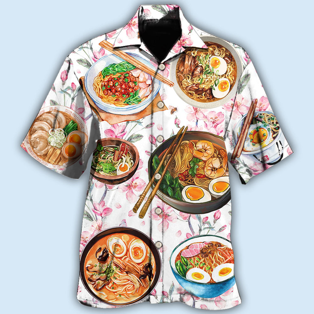 Floral Food Ramen Delicious Hawaiian Shirt Artwork Detail For Resort Trips And Outdoor Activities