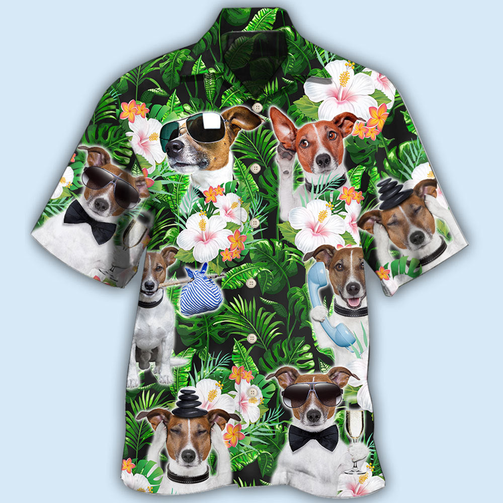 Green Tropical Dog Rat Terrier Hawaiian Shirt Design Detail For Sunny Adventures And Casual Wear