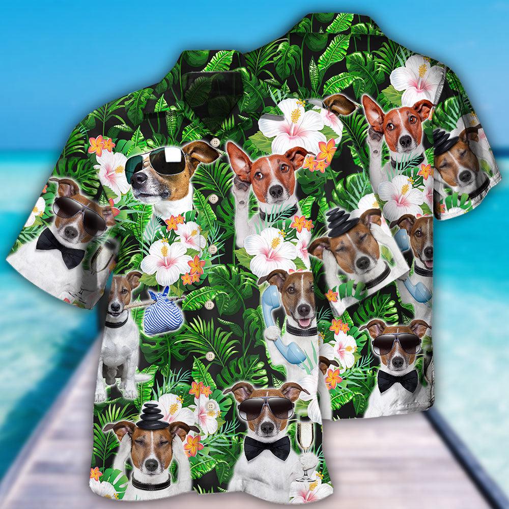 Green Tropical Dog Rat Terrier Hawaiian Shirt For Resort Getaways And Comfortable Summer Activities