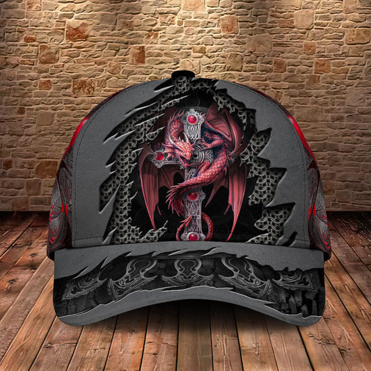 Strong Red Dragon Vintage Classic Cap For Festivals Holidays And Comfortable Everyday Wear