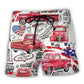 Red Truck US Flag Independence Day Beach Shorts For Coastal Adventures And Relaxed Summer Wear
