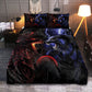 Red And Blue Dragon And Wolf Fantasy Bedding Cover For Fantasy Bedroom Decor