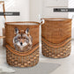 Wolf Lover Red Wolf Rattan Texture Laundry Basket For Room Home Organizer