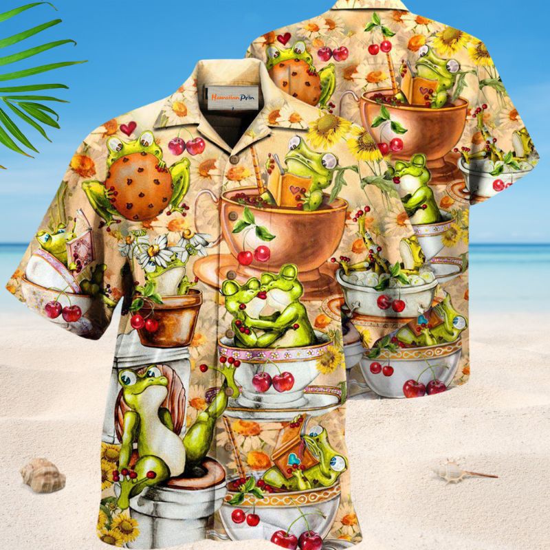 Relaxing Days Of Lazy Frog Hawaiian Shirt For Tropical Travel Outdoor Parties And Relaxed Casual Wear