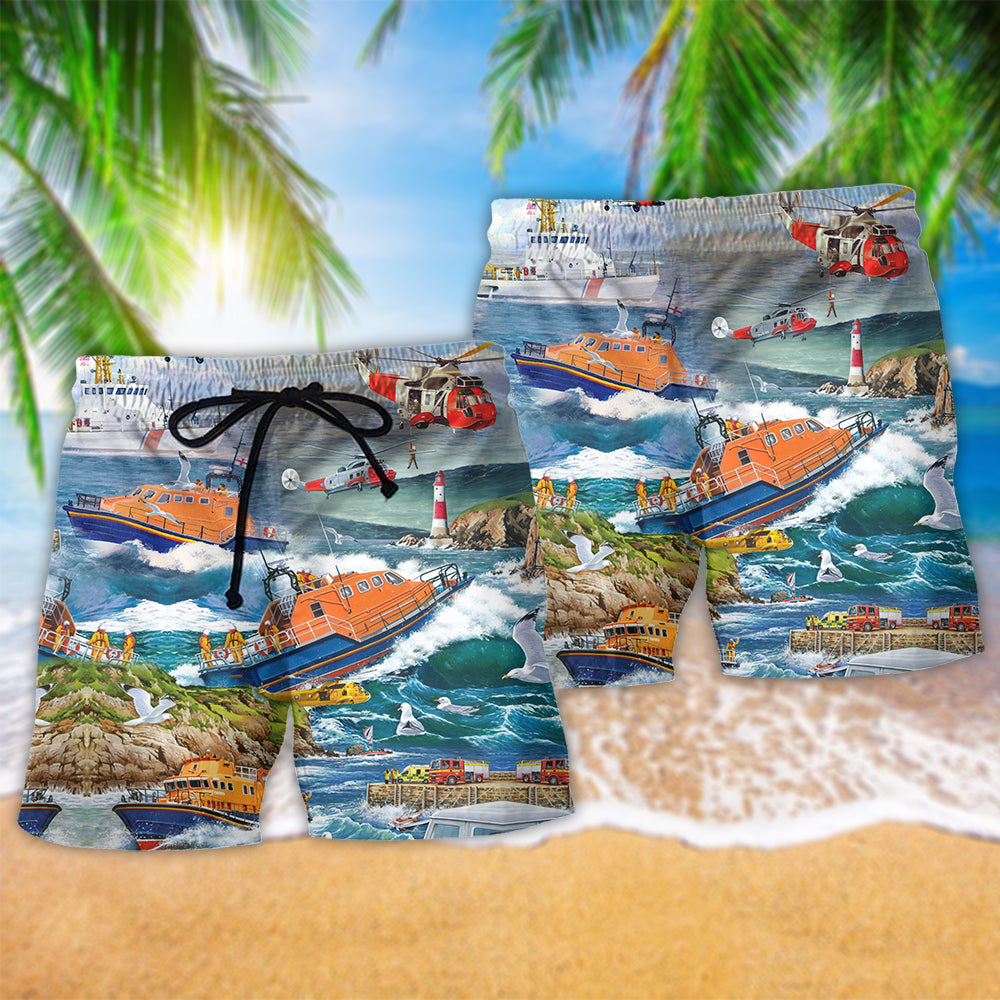 Rescue Team Heroic Beach Shorts Design View For Summer Events And Coastal Getaways
