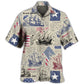 Patriotic American Sailing Flag Hawaiian Shirt Button Front Artwork For Coastal Travel