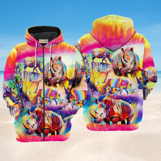Rhino Painting Hoodie For Weekend Adventures Casual Style And Relaxed Comfort