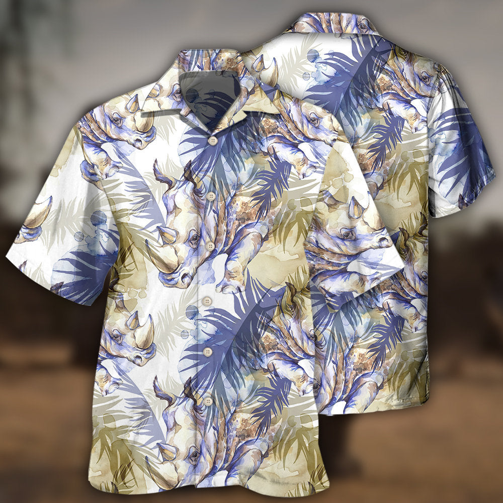 Tropical Rhino Leaf Hawaiian Shirt Design Detail For Sunny Adventures And Casual Wear