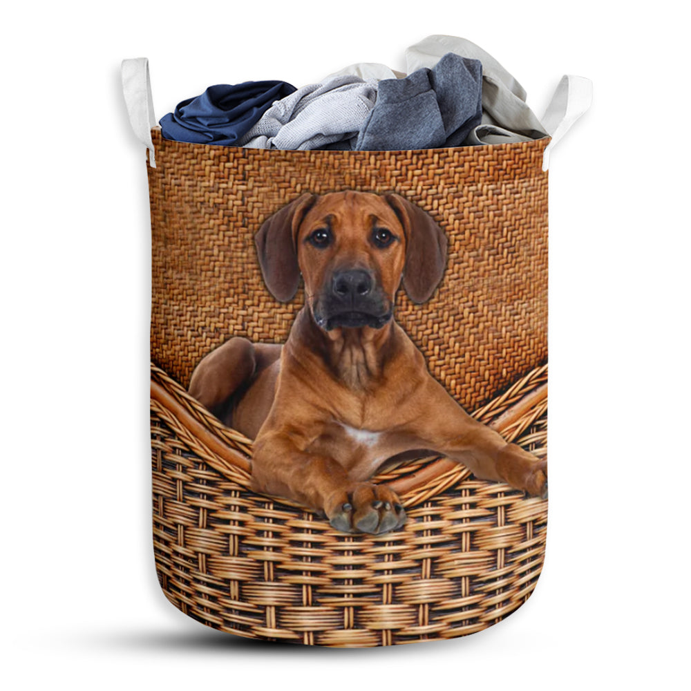 Rhodesian Ridgeback Dog Rattan Texture Laundry Basket For Bathroom Bedroom Storage