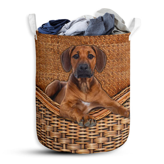 Rhodesian Ridgeback Dog Rattan Texture Laundry Basket For Bathroom Bedroom Storage