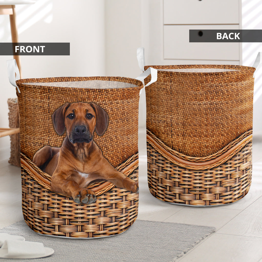 Rhodesian Ridgeback Dog Rattan Texture Laundry Basket For Room Home Organizer