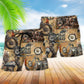 Vintage Motorcycle Ride Life Beach Shorts Pattern View For Resort Days And Outdoor Activities