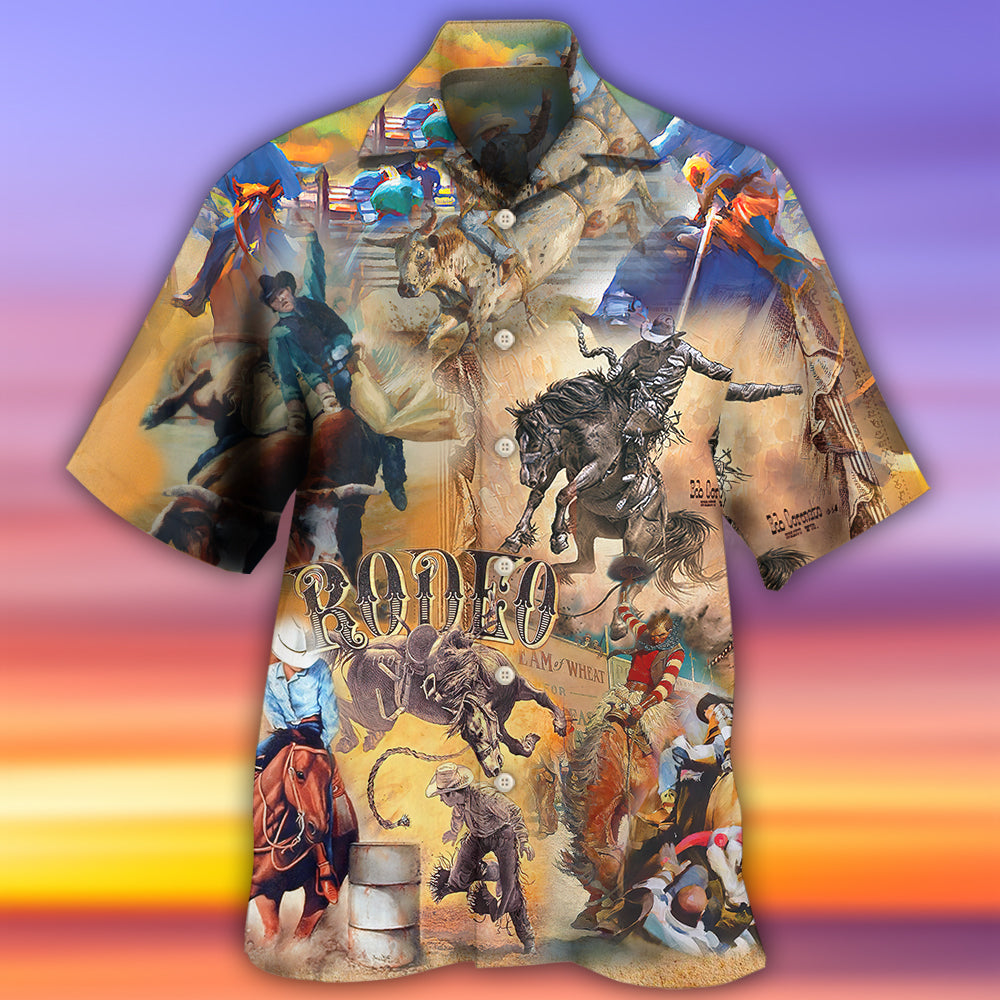Vintage Classic Cowboy Rodeo Hawaiian Shirt Pattern Detail For Vacation Travel And Daily Wear