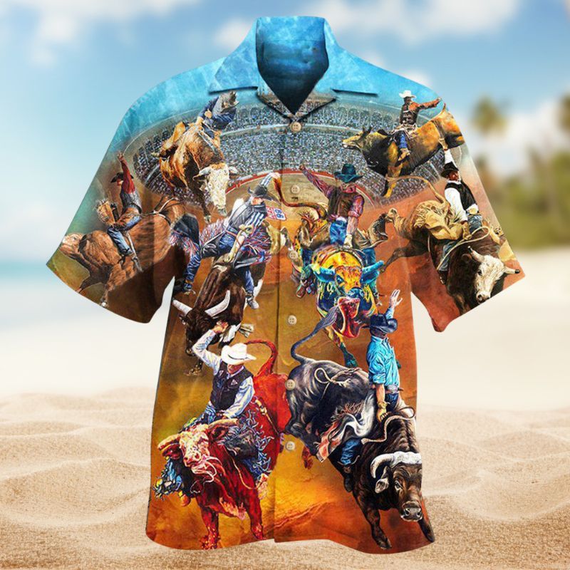 Rodeo Creative Pattern Hawaiian Shirt For Tropical Holidays, Outdoor Gatherings, And Everyday Comfort
