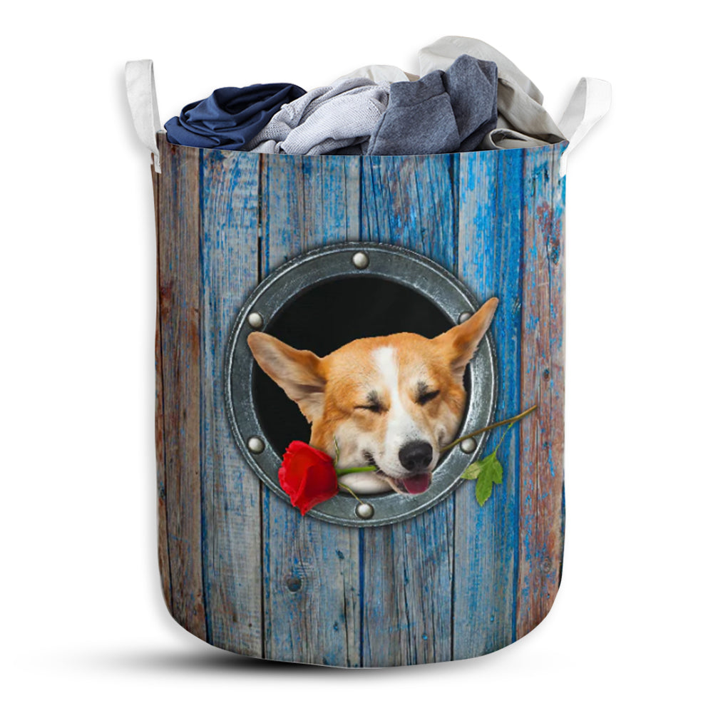 Romantic Corgi Laundry Basket For Bathroom Bedroom Storage