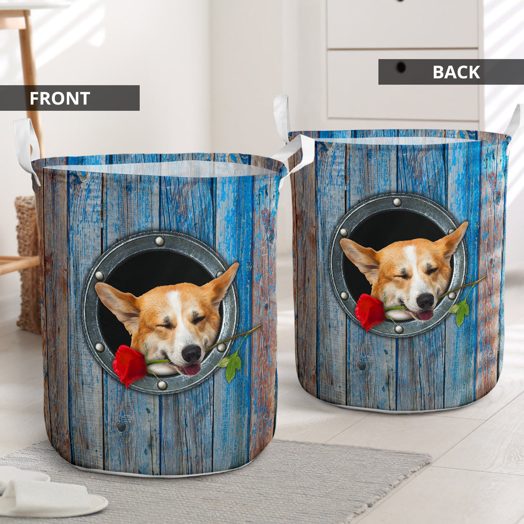 Romantic Corgi Laundry Basket For Room Home Organizer