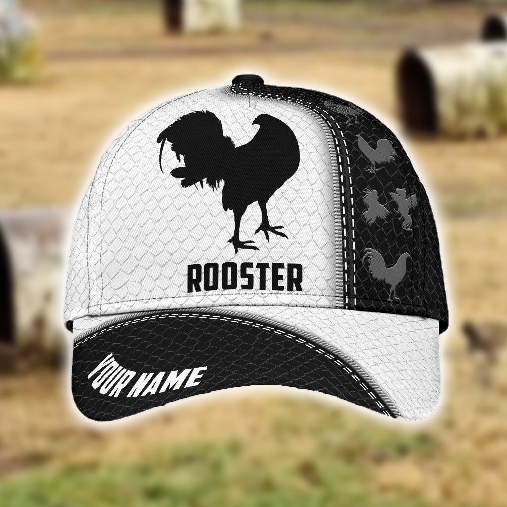 Rooster Black White Personalized Classic Cap For Beach Vacations Outdoor Trips And Everyday Comfort